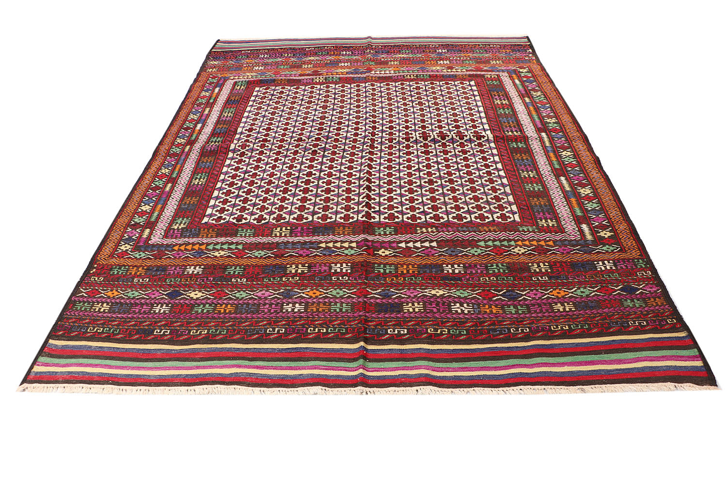 6' x 9'  Ivory Handmade Saghari Kilim Rug Rectangular