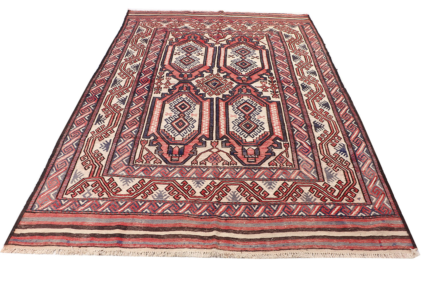 6' x 9'  Ivory Handmade Saghari Kilim Rug Rectangular