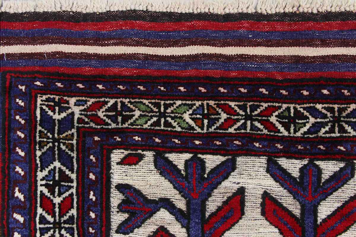 3' x 5'  Ivory Handmade Berjista Afghan Rug Rectangular