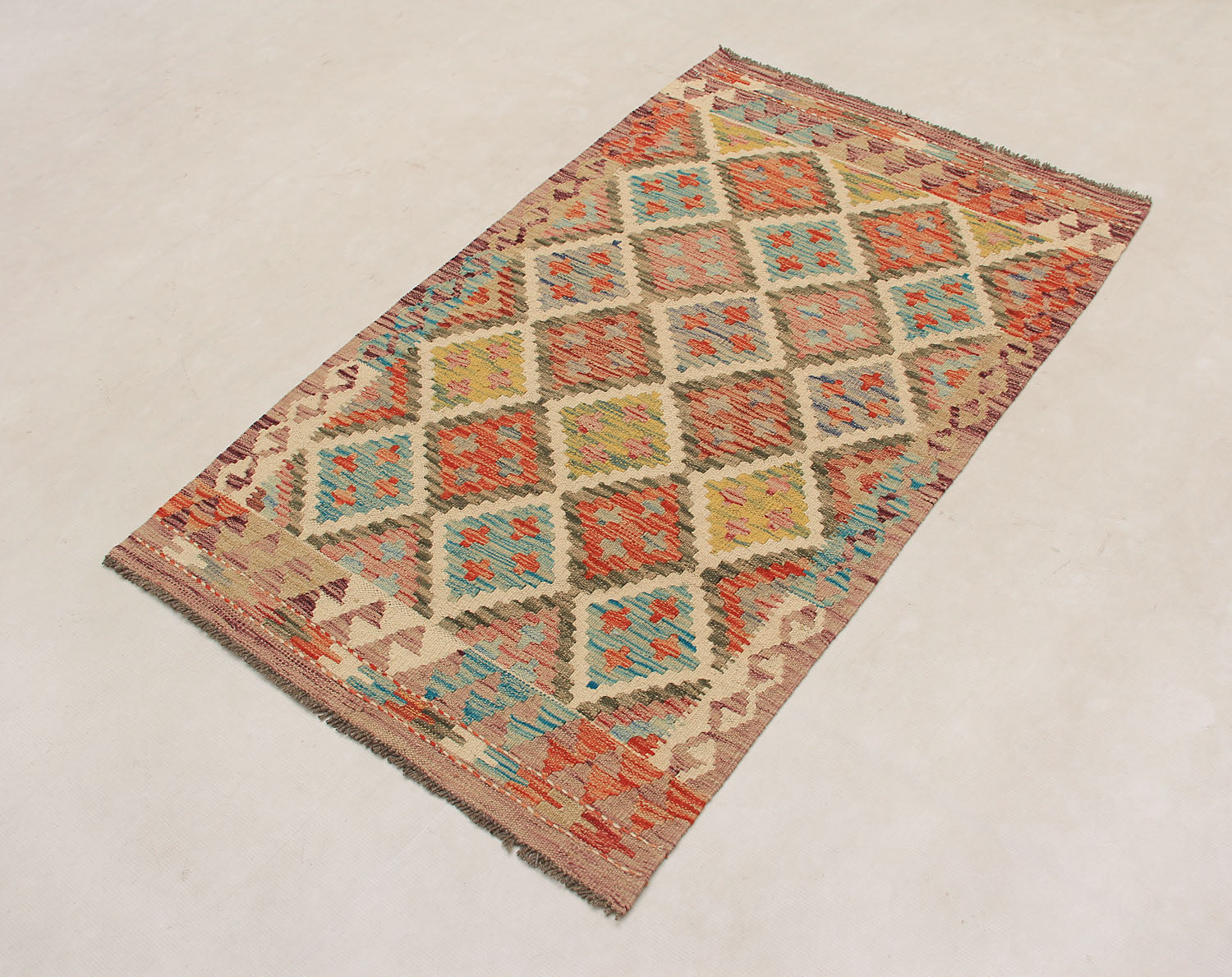2' 6" x 4'  Multy Handmade Veggie Dye Kilim Rug Rectangular