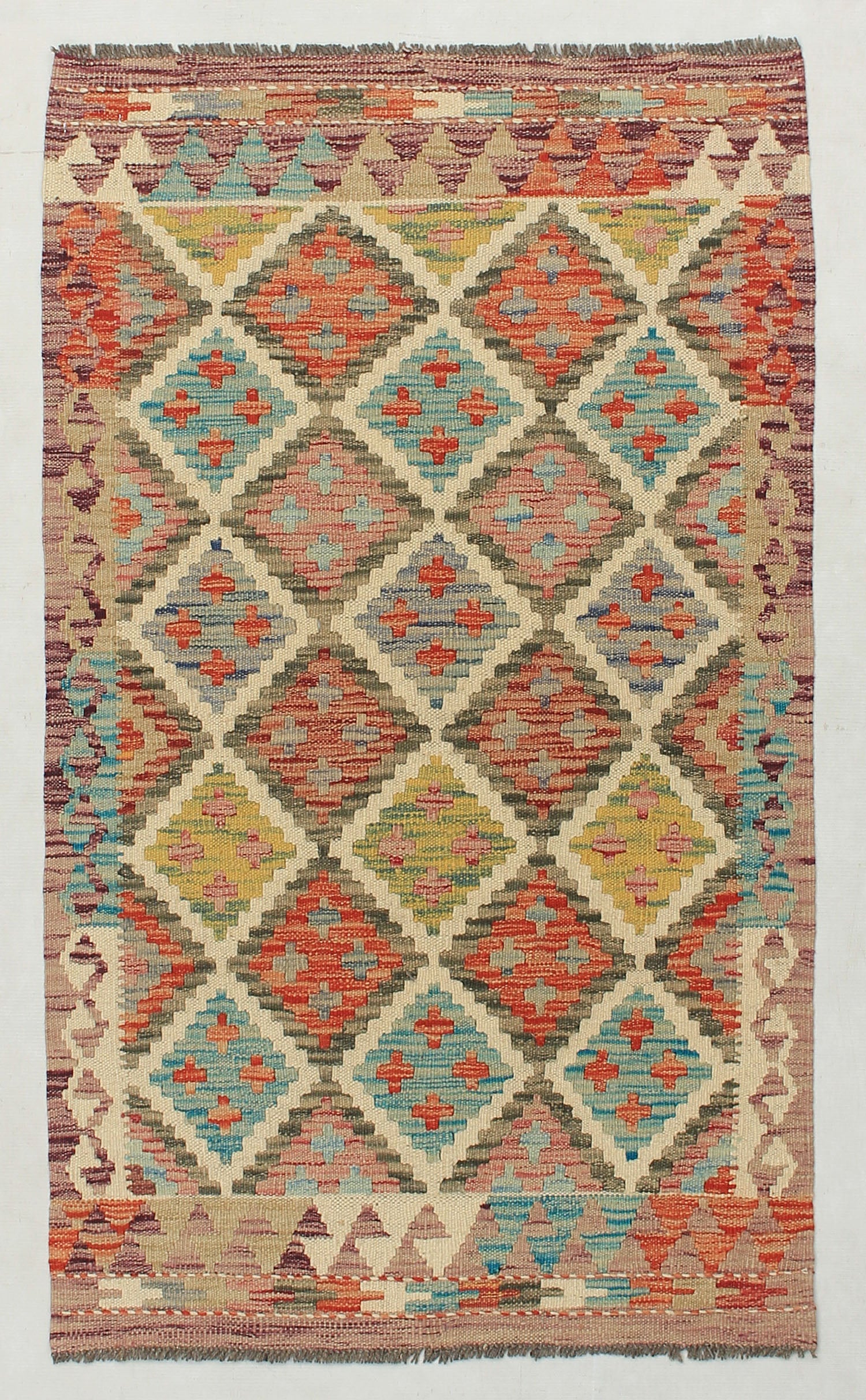 2' 6" x 4'  Multy Handmade Veggie Dye Kilim Rug Rectangular