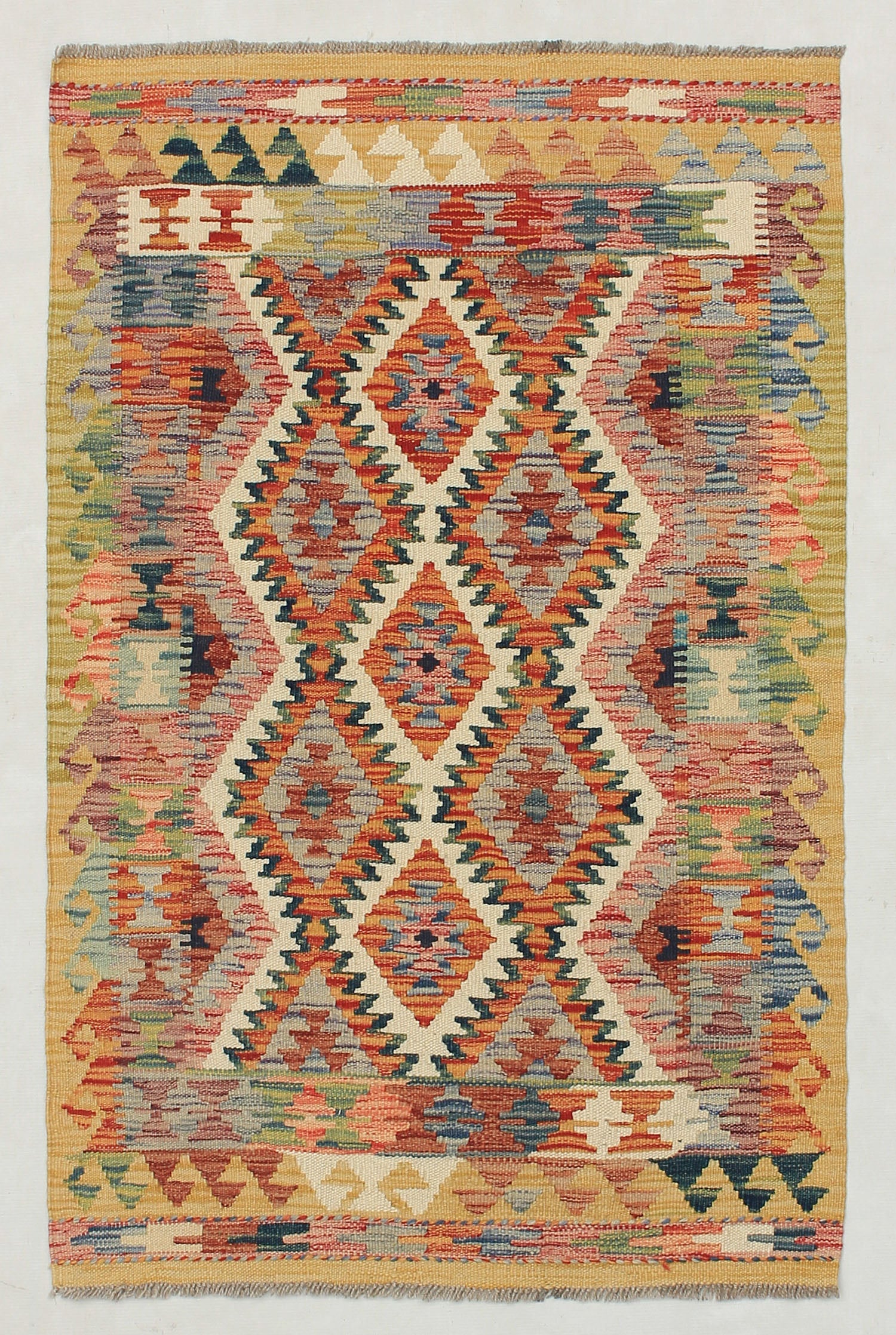 3' X 4'  Multy Handmade Veggie Dye Kilim Rug Rectangular
