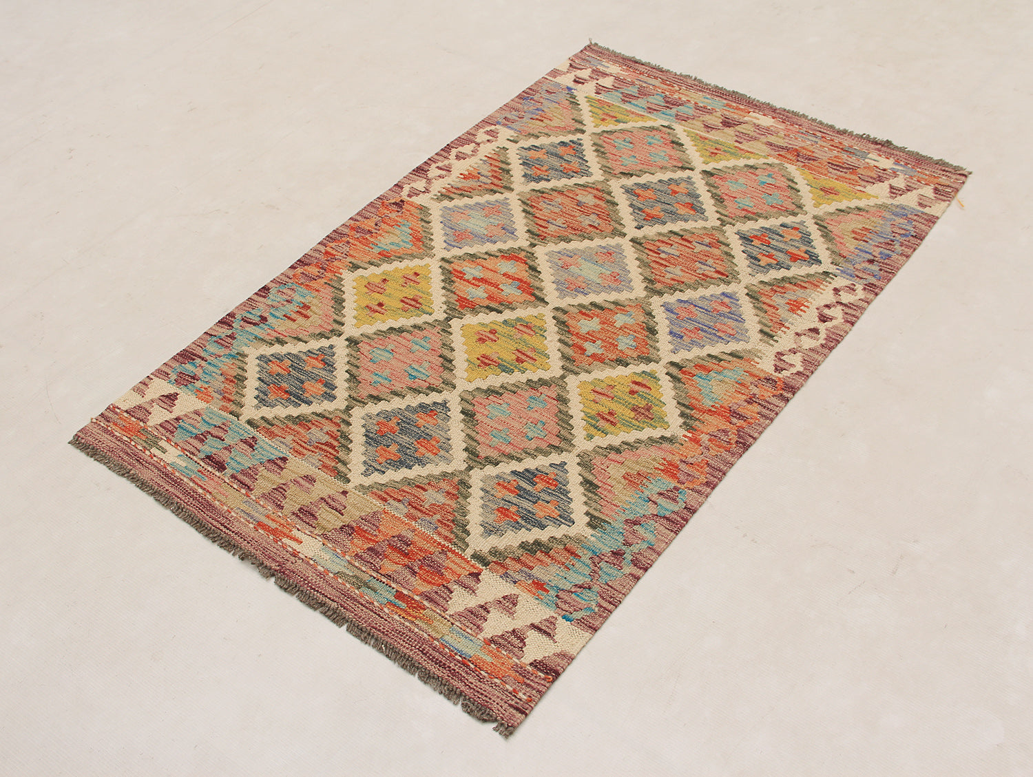 2' 6" x 4'  Multy Handmade Veggie Dye Kilim Rug Rectangular