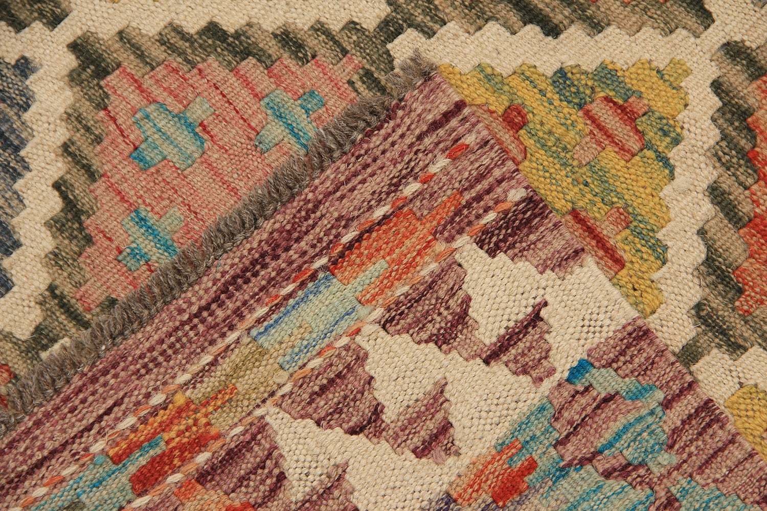 2' 6" x 4'  Multy Handmade Veggie Dye Kilim Rug Rectangular
