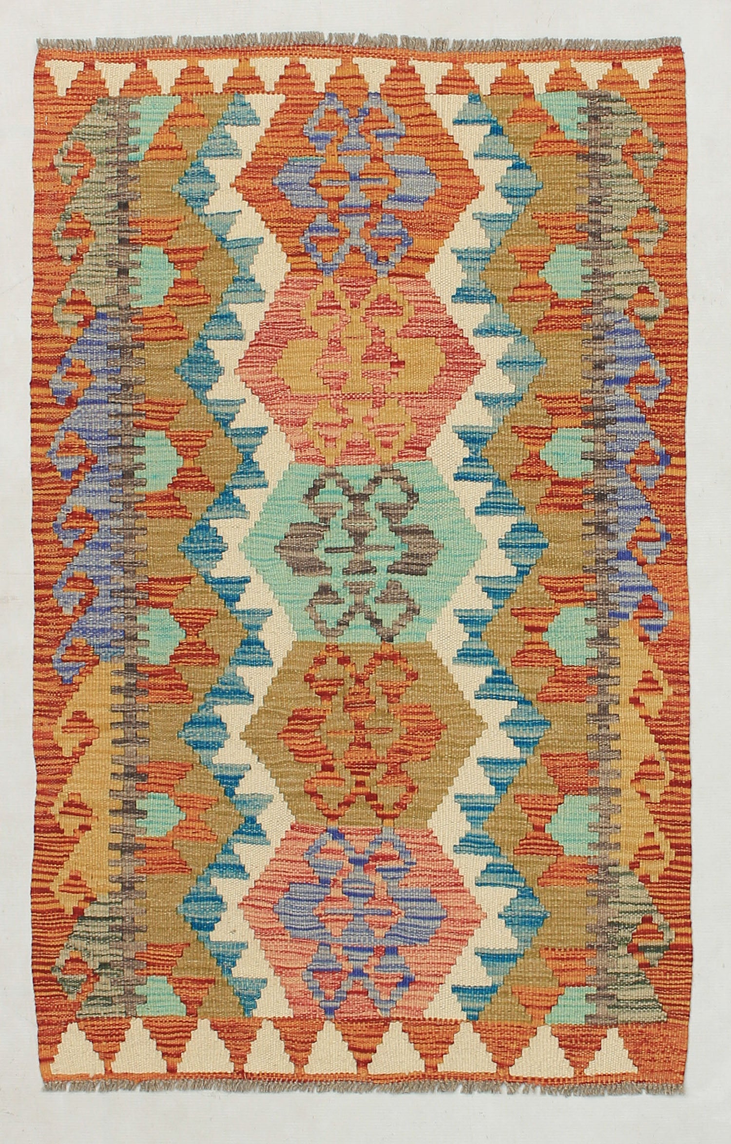 2' 6" x 4'  Multy Handmade Veggie Dye Kilim Rug Rectangular