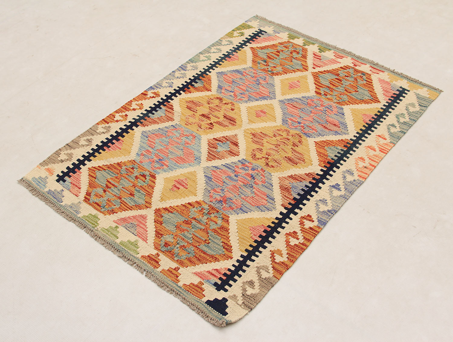 2' 6" x 4'  Multy Handmade Veggie Dye Kilim Rug Rectangular