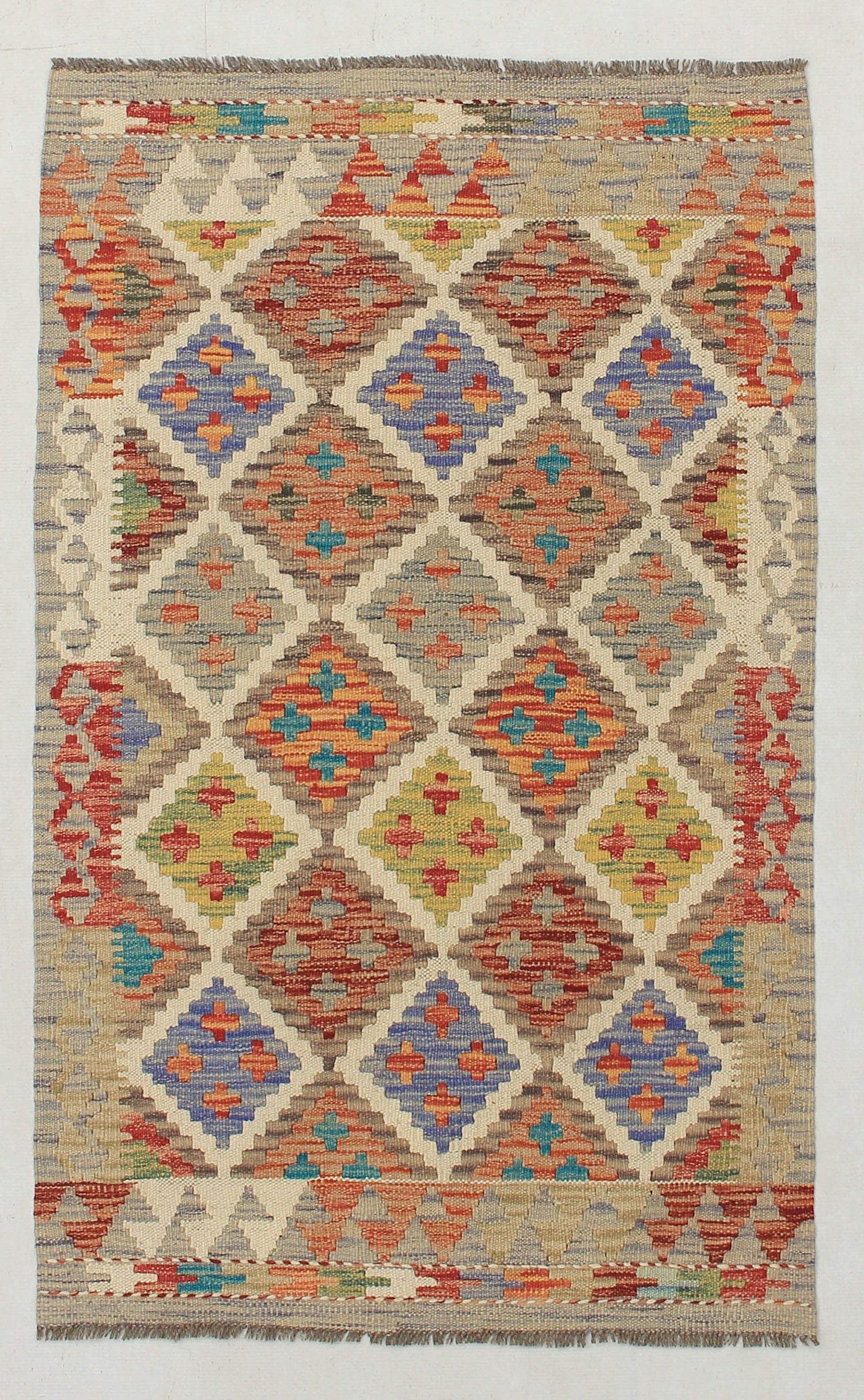 2' 6" x 4'  Multy Handmade Veggie Dye Kilim Rug Rectangular