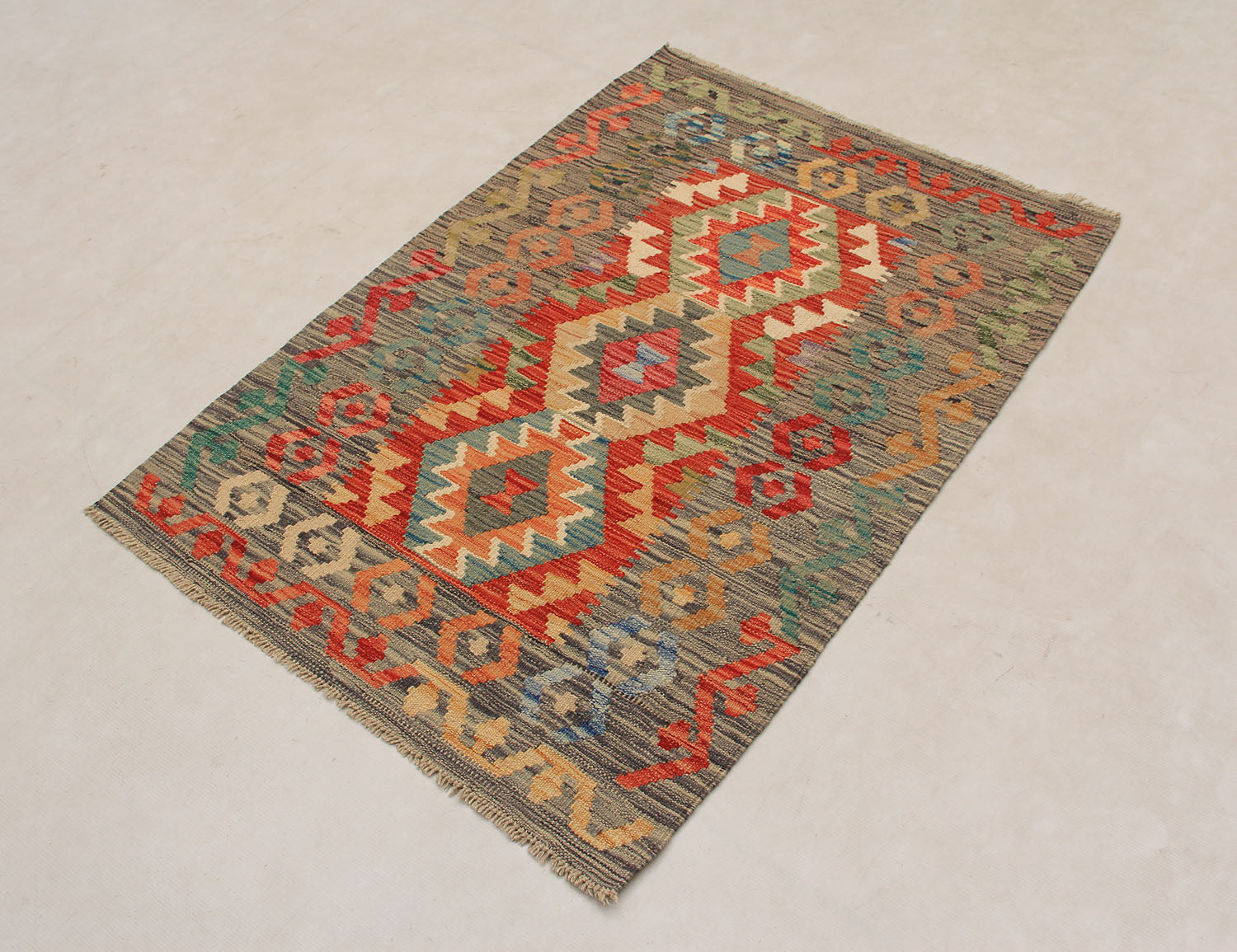 3' X 4'  Multy Handmade Veggie Dye Kilim Rug Rectangular