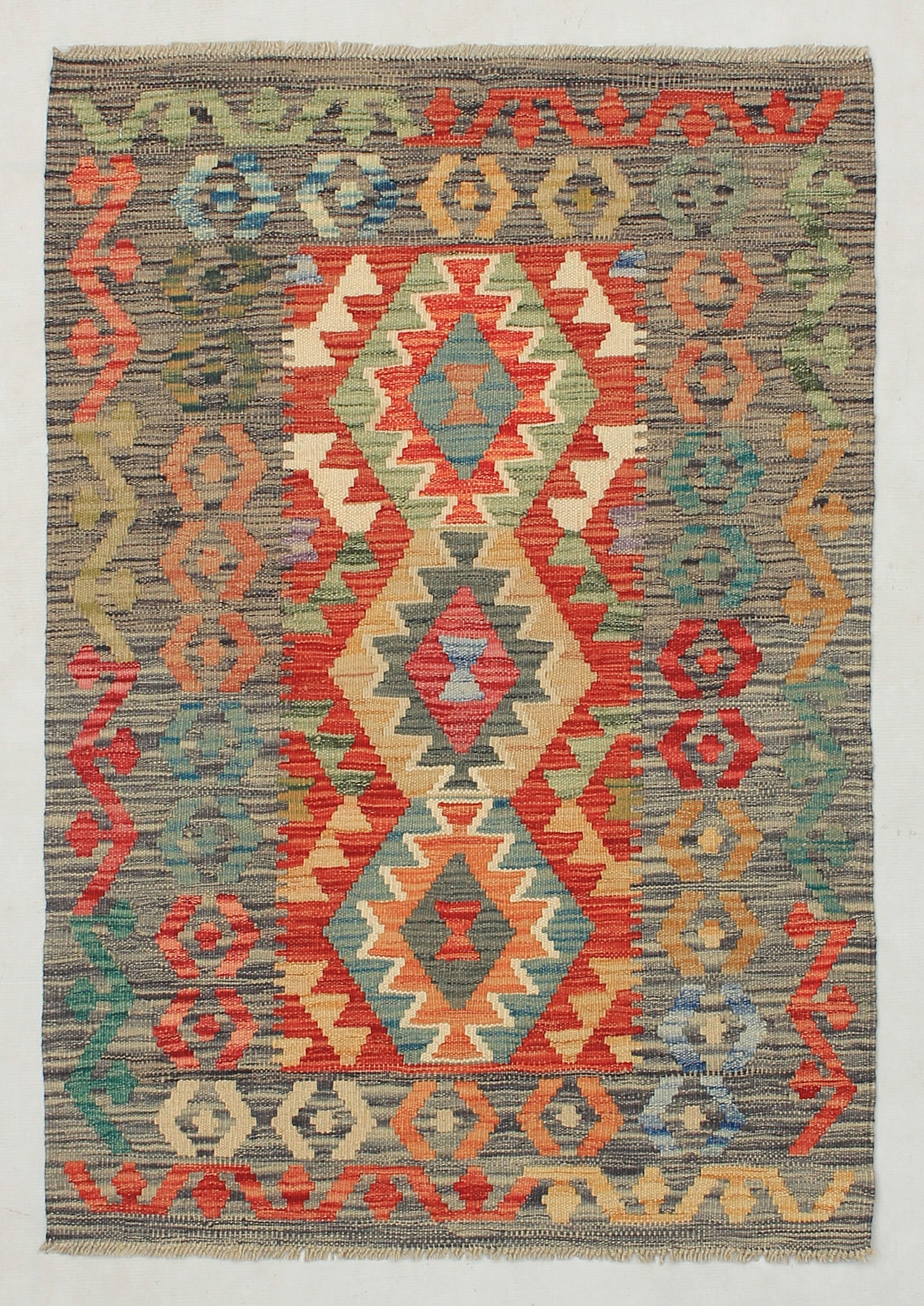 3' X 4'  Multy Handmade Veggie Dye Kilim Rug Rectangular