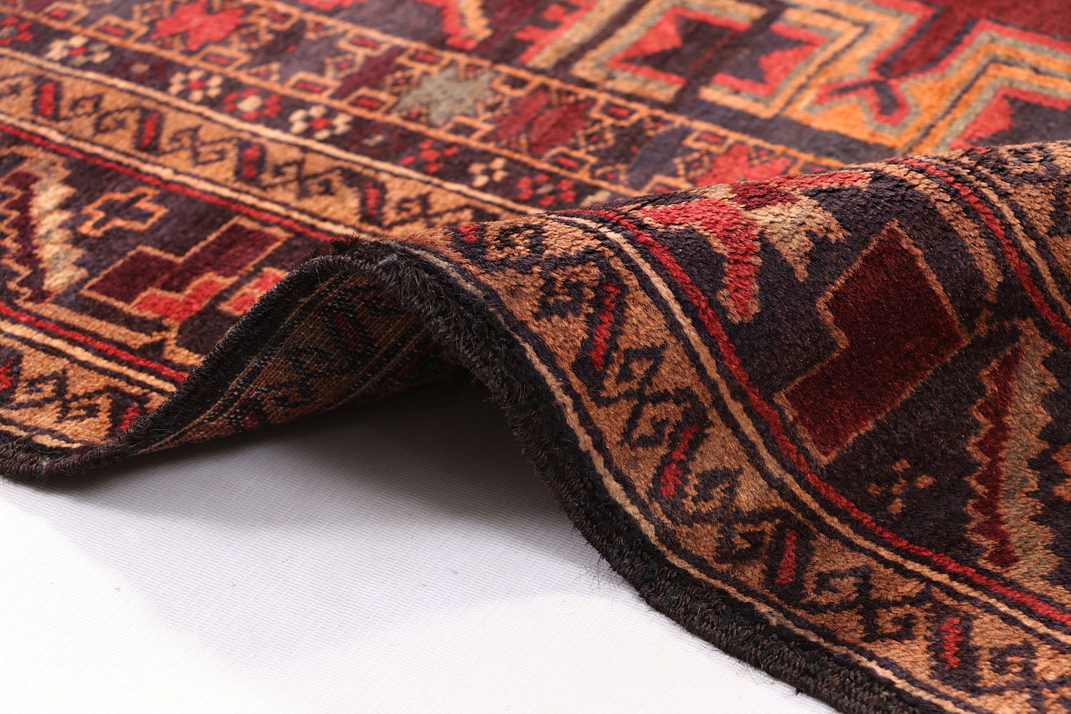 4' 6" x 6' 6  Brown Handmade Adraskan Baluchi Afghan Rug Rectangular