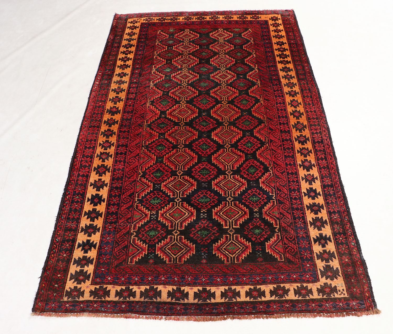 4' x 6'  Black Handmade Adraskan Baluchi Afghan Rug Rectangular