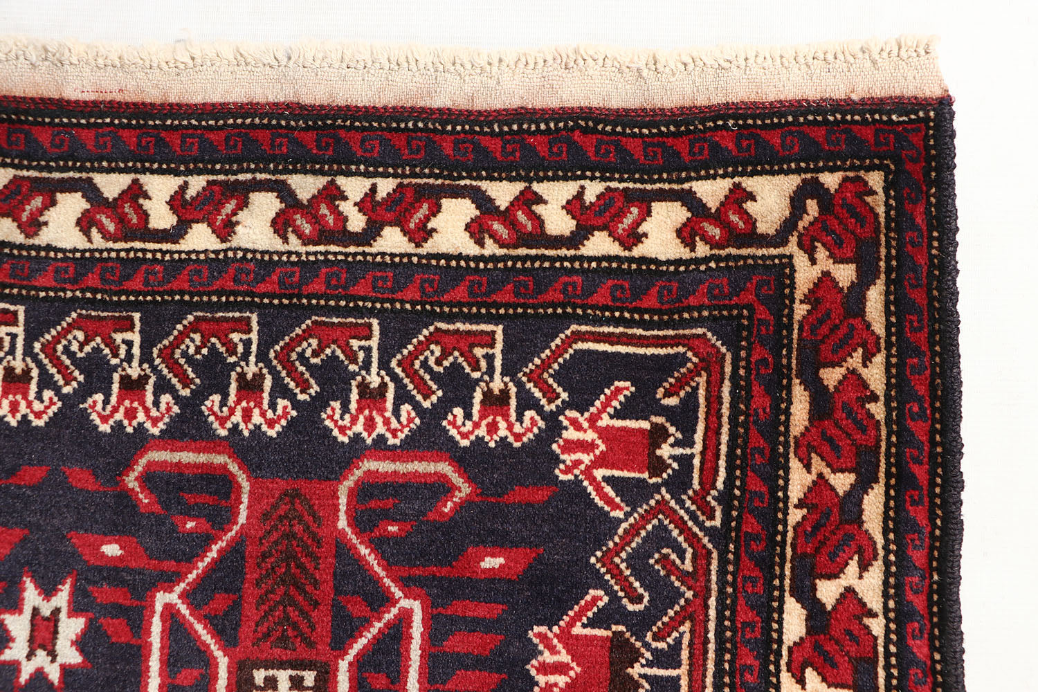 3' x 5'  Blue Handmade Adraskan Baluchi Afghan Rug Rectangular
