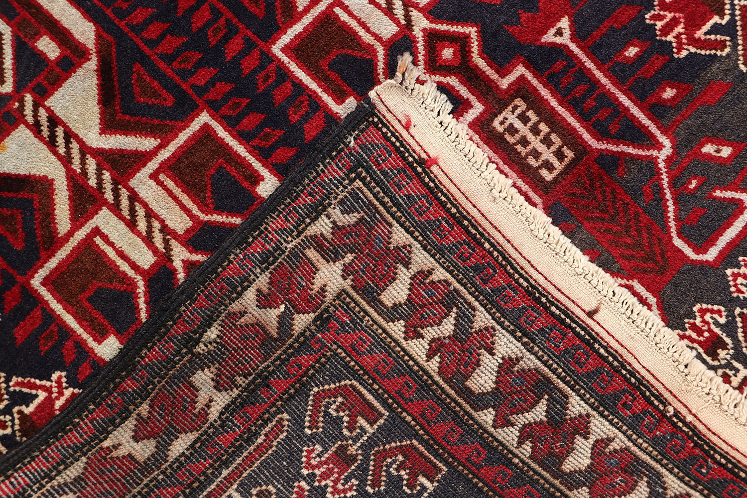 3' x 5'  Blue Handmade Adraskan Baluchi Afghan Rug Rectangular