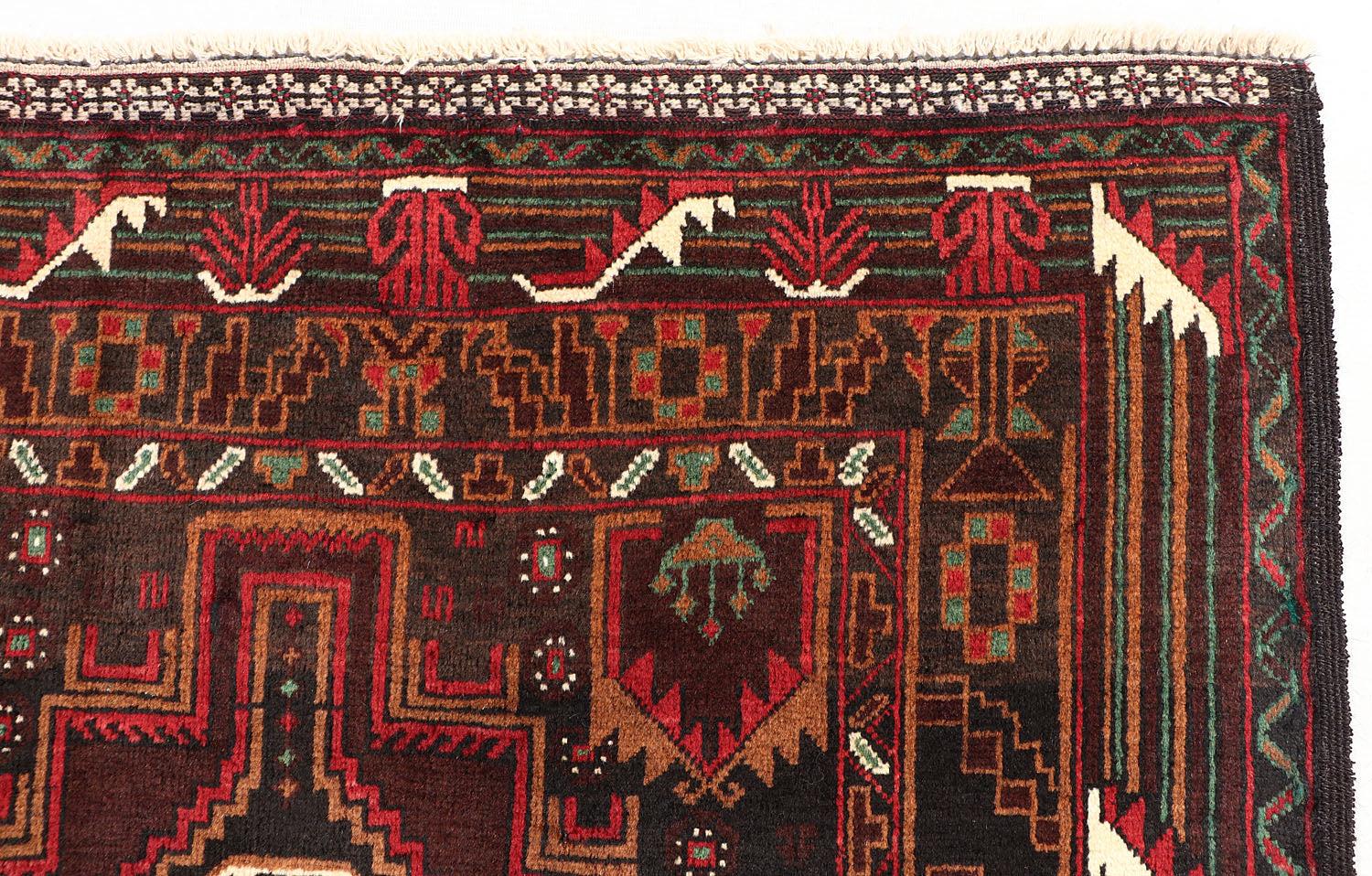 Brown Handmade Adraskan Baluchi Afghan Rug Runner