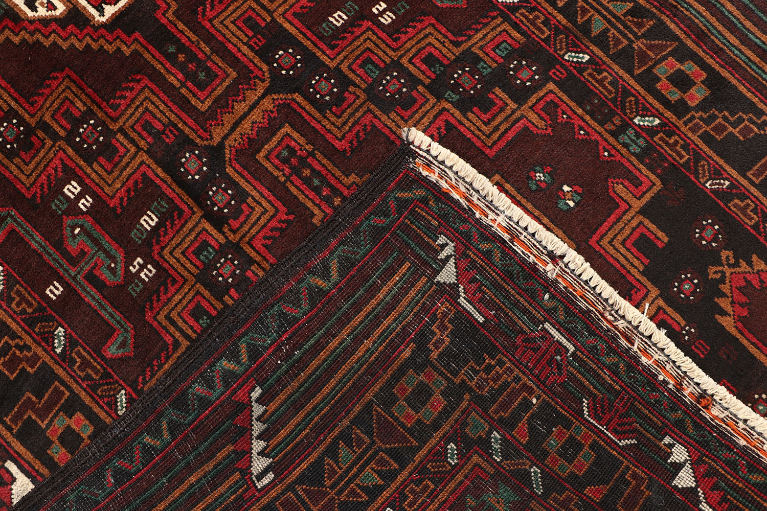 Brown Handmade Adraskan Baluchi Afghan Rug Runner