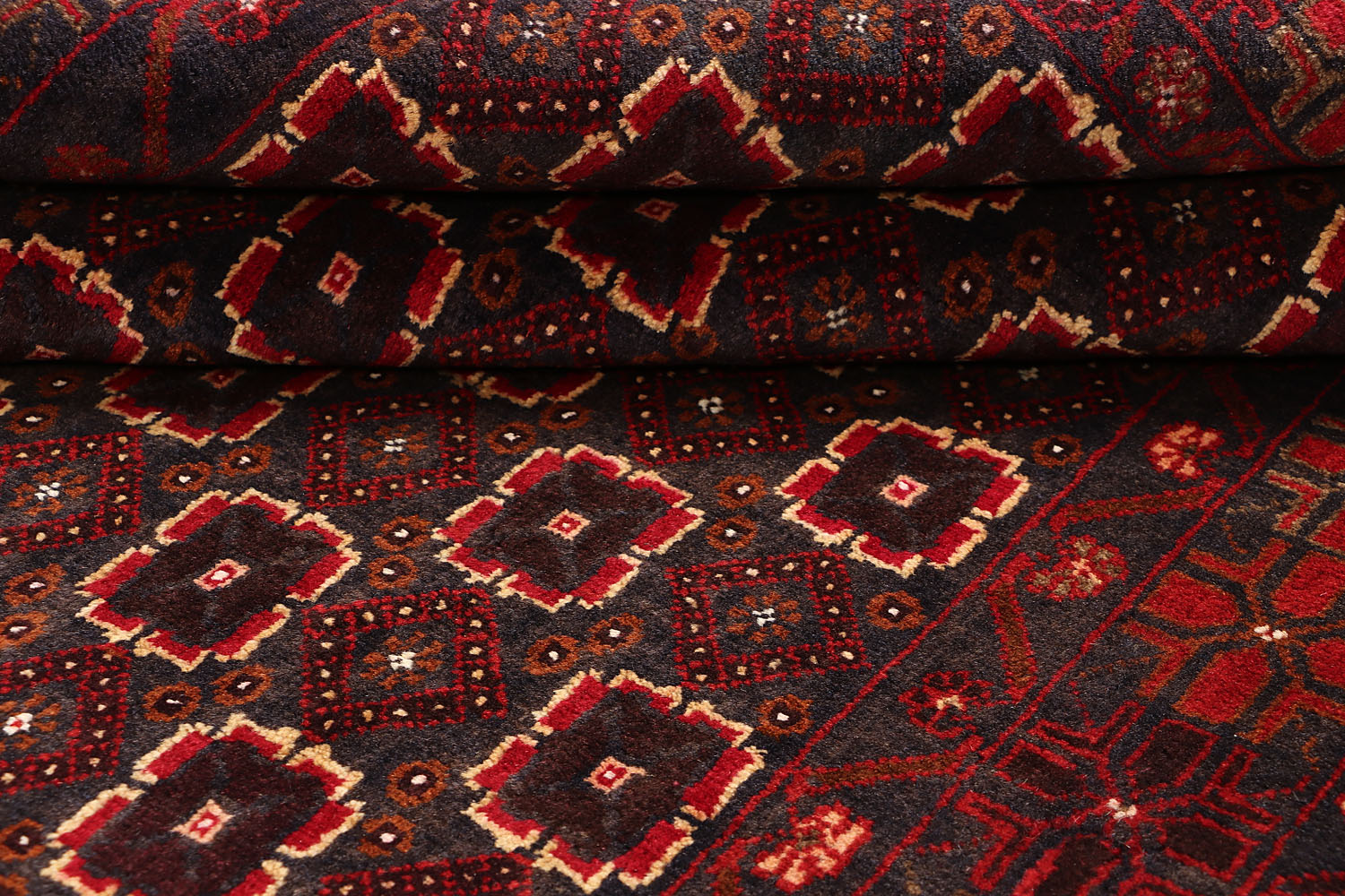 4' 6" x 6' 6  Black Handmade Adraskan Baluchi Afghan Rug Rectangular