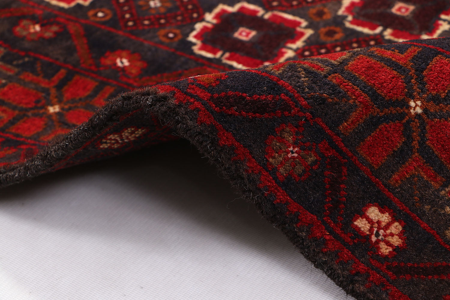 4' 6" x 6' 6  Black Handmade Adraskan Baluchi Afghan Rug Rectangular