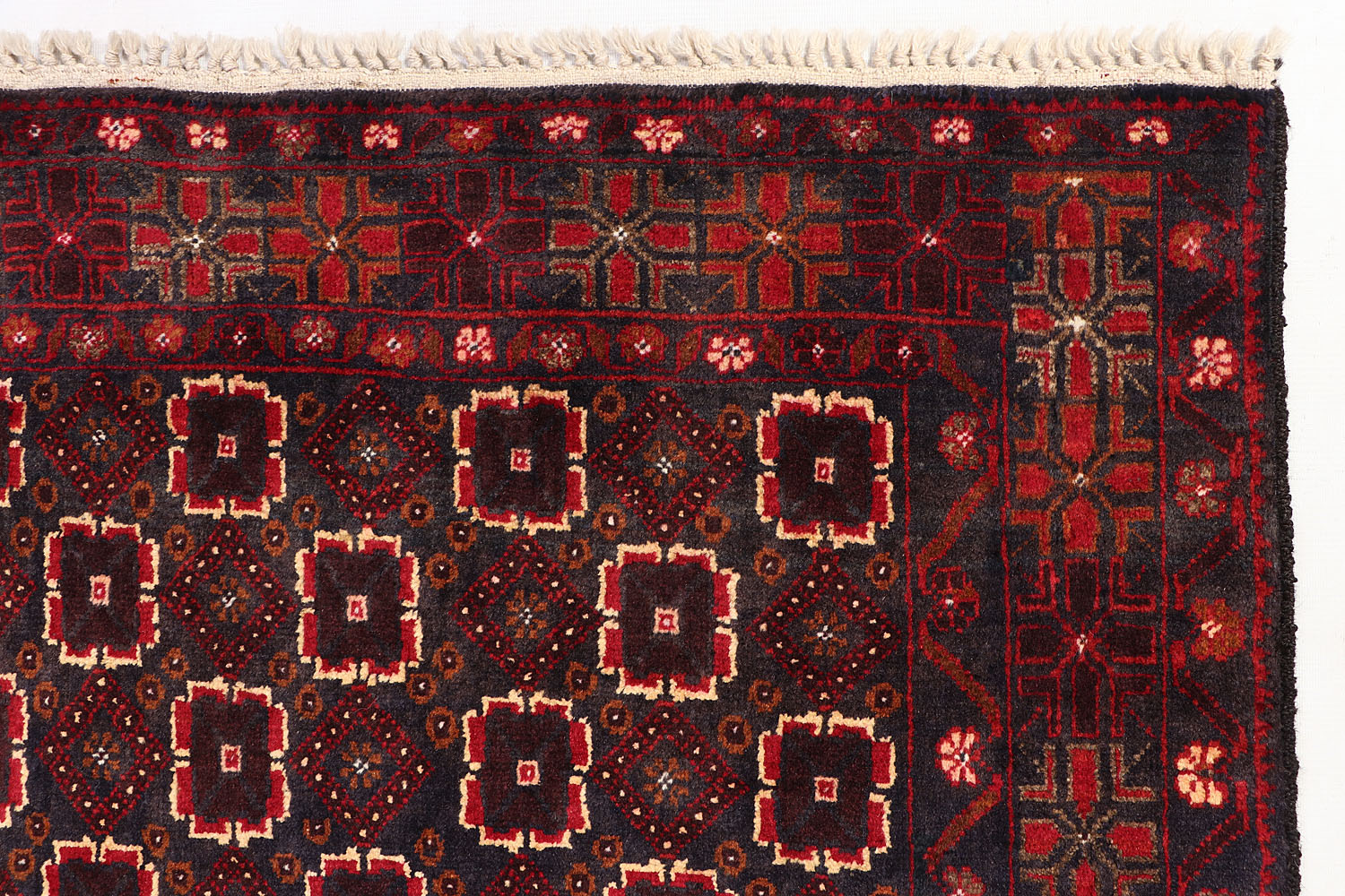 4' 6" x 6' 6  Black Handmade Adraskan Baluchi Afghan Rug Rectangular