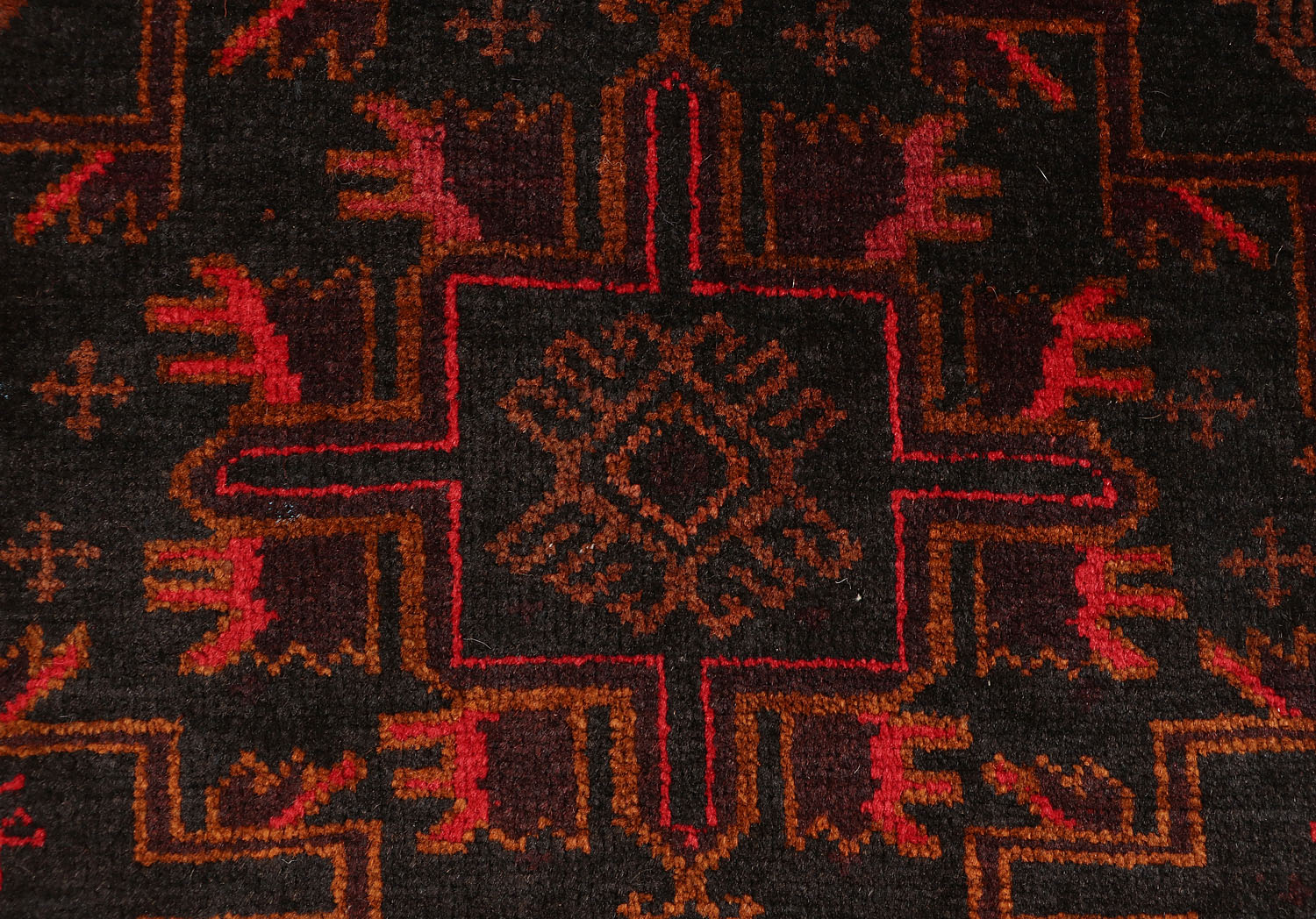 3' 3" X 6'  Black Handmade Adraskan Baluchi Afghan Rug Rectangular