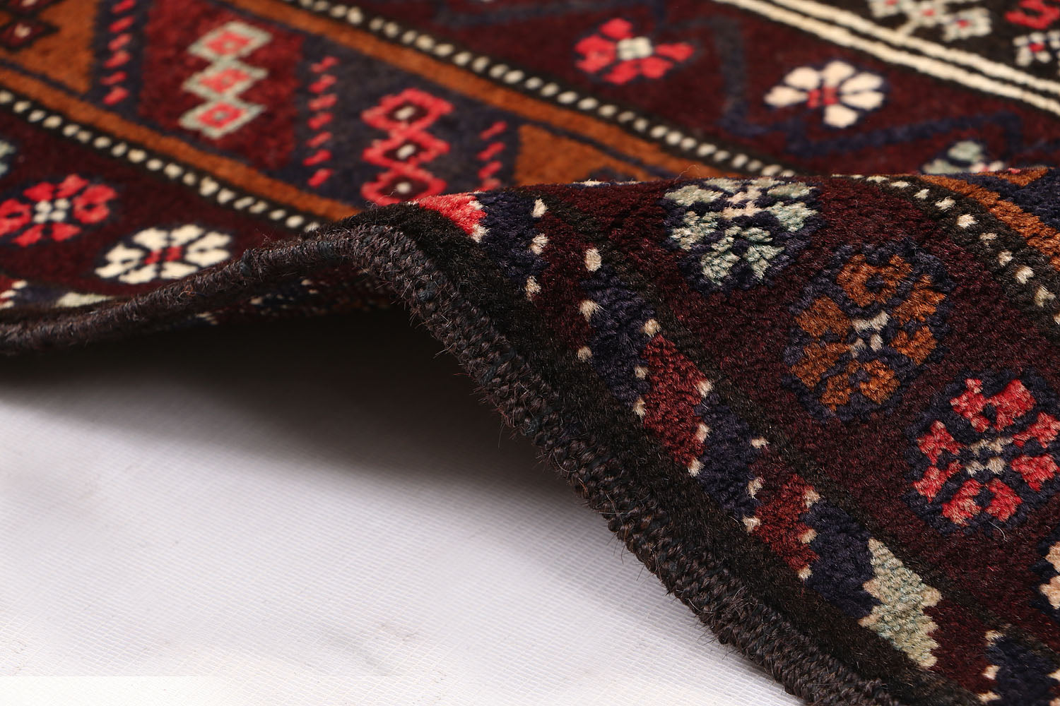4' x 6'  Black Handmade Adraskan Baluchi Afghan Rug Rectangular
