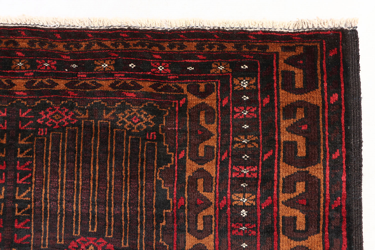 Black Handmade Adraskan Baluchi Afghan Rug Rectangular