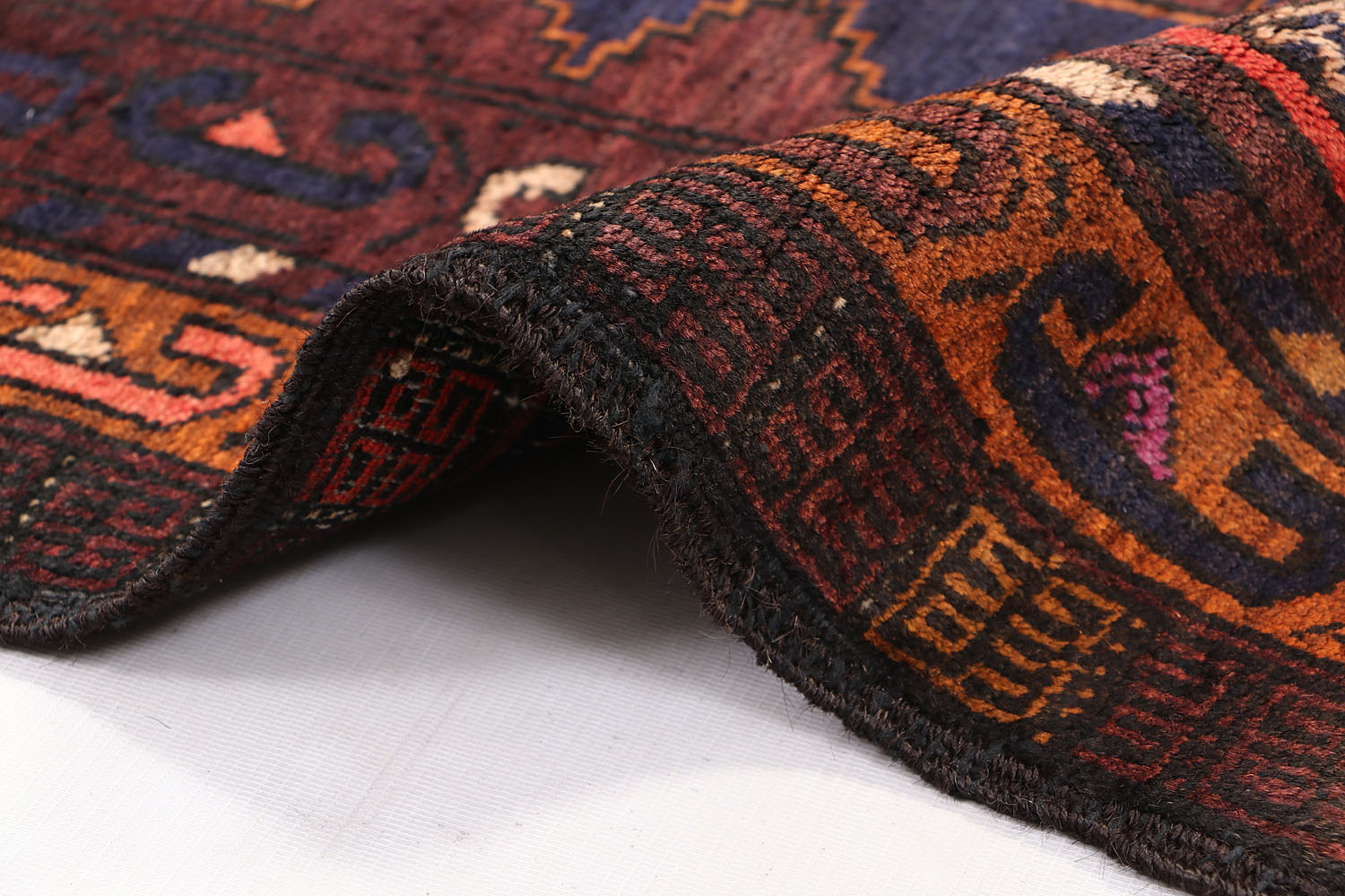 3' 3" X 6'  Blue Handmade Adraskan Baluchi Afghan Rug Rectangular