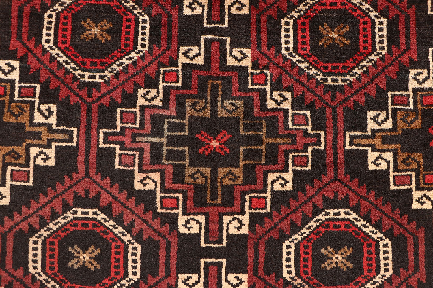 Brown Handmade Adraskan Baluchi Afghan Rug Rectangular