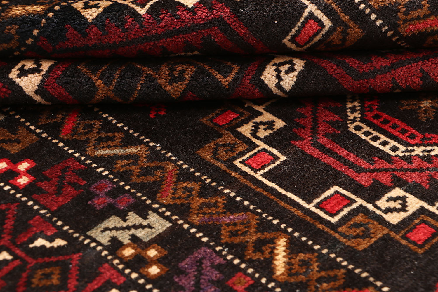 Brown Handmade Adraskan Baluchi Afghan Rug Rectangular
