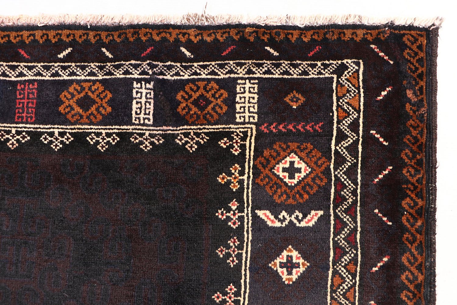 4' x 6'  Black Handmade Adraskan Baluchi Afghan Rug Rectangular
