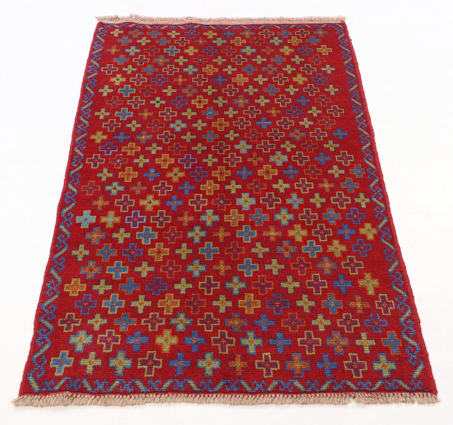 3' x 5'  Red Handmade Kohistani Baluchi Afghan Rug Rectangular