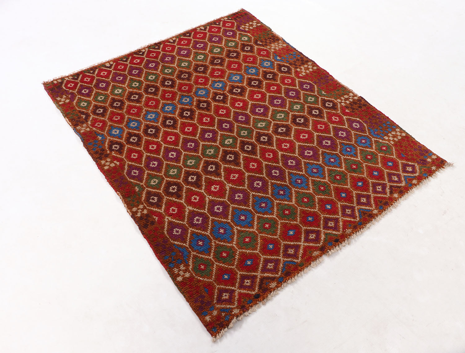 4' x 4'  Gold Handmade Kohistani Baluchi Afghan Rug Square