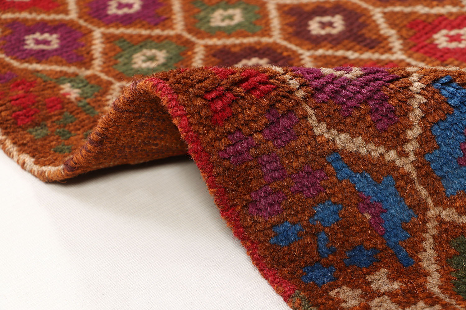 4' x 4'  Gold Handmade Kohistani Baluchi Afghan Rug Square