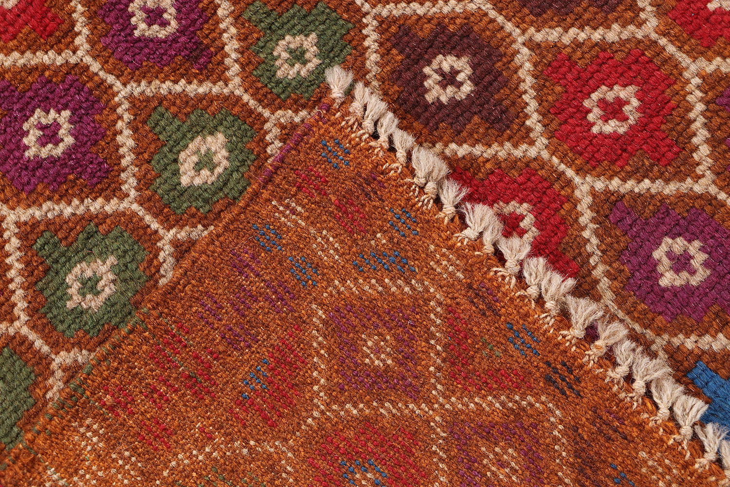 4' x 4'  Gold Handmade Kohistani Baluchi Afghan Rug Square