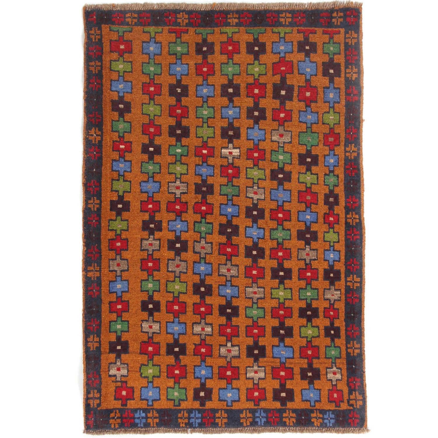 3' x 5'  Gold Handmade Kohistani Baluchi Afghan Rug Rectangular