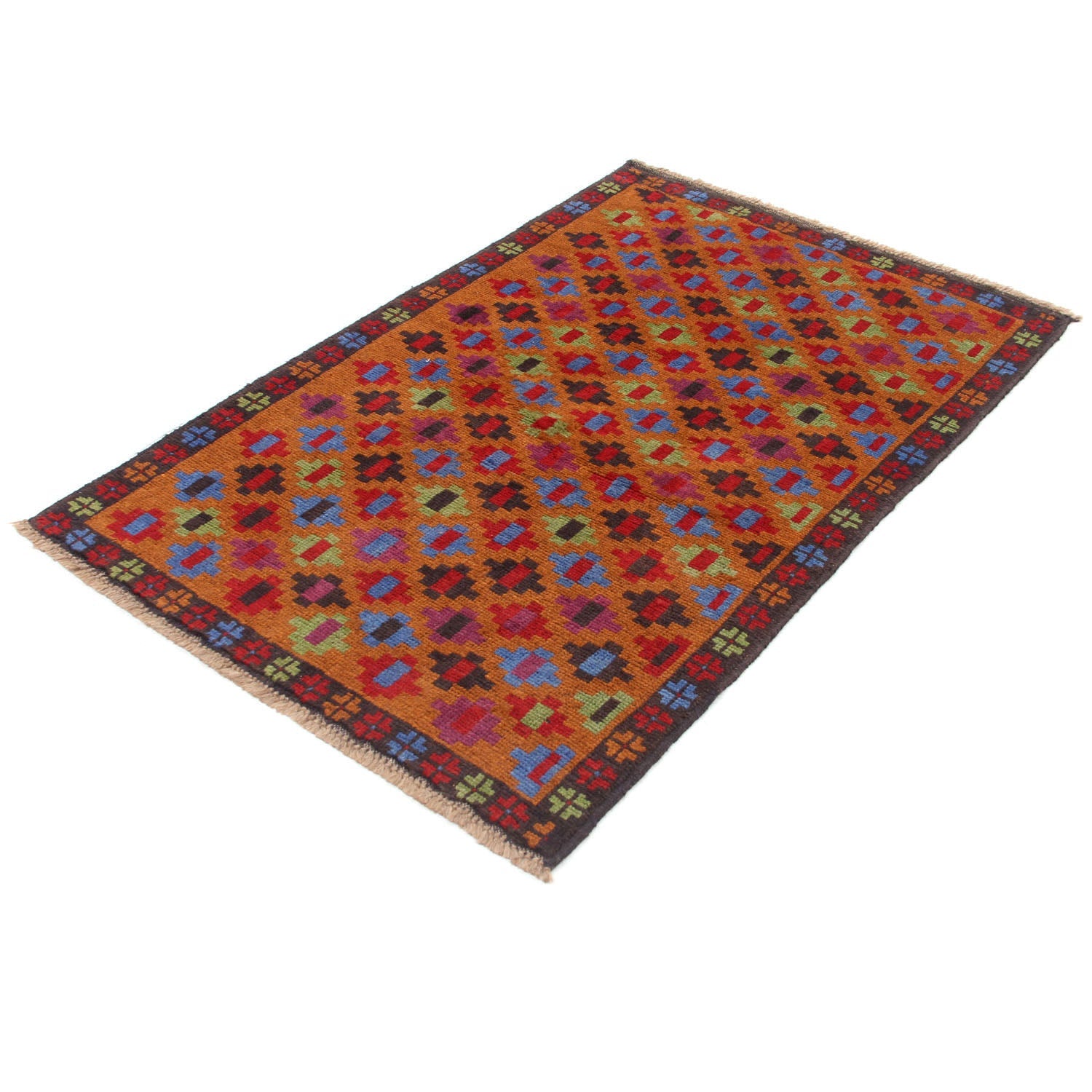3' x 5'  Gold Handmade Kohistani Baluchi Afghan Rug Rectangular