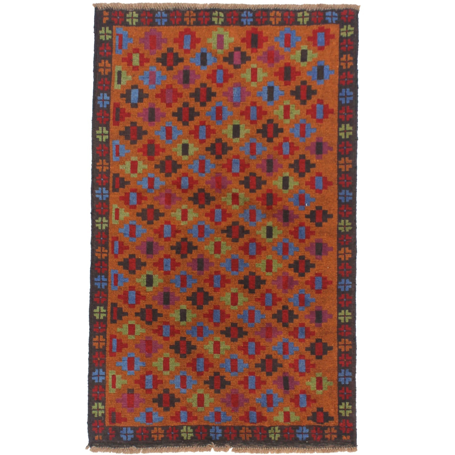 3' x 5'  Gold Handmade Kohistani Baluchi Afghan Rug Rectangular