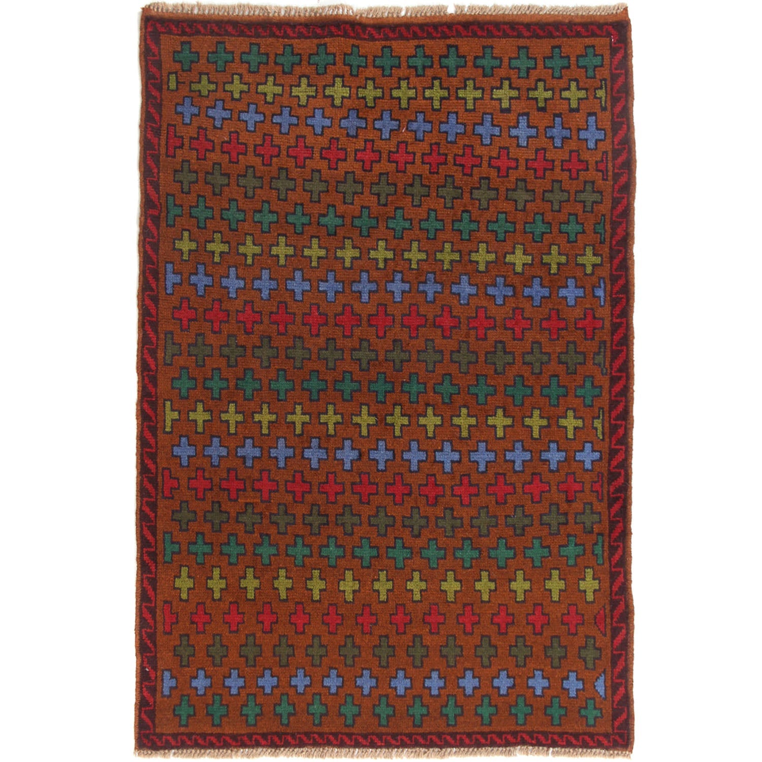 3' X 5'  Gold Handmade Kohistani Baluchi Afghan Rug Rectangular
