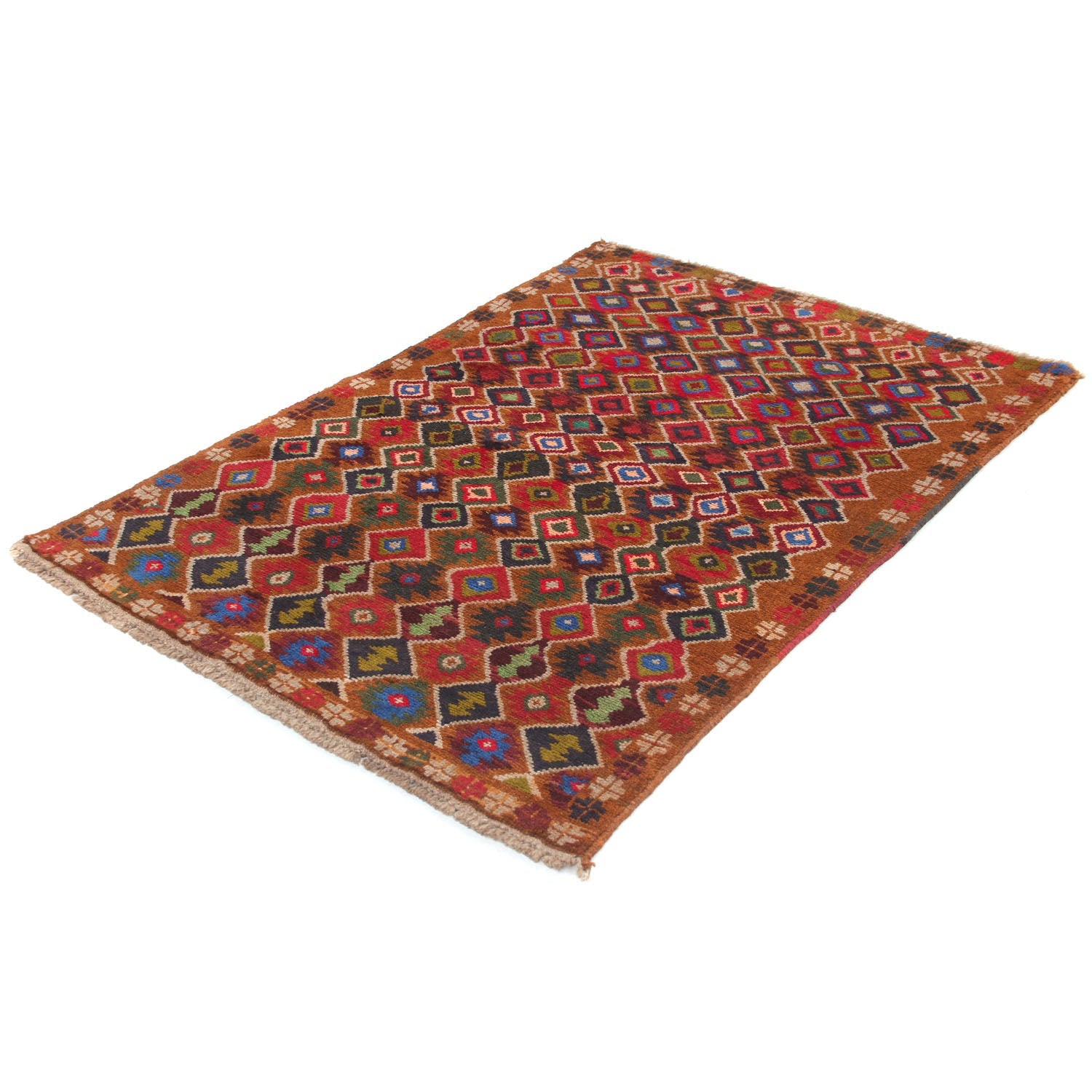3' X 5'  Gold Handmade Kohistani Baluchi Afghan Rug Rectangular