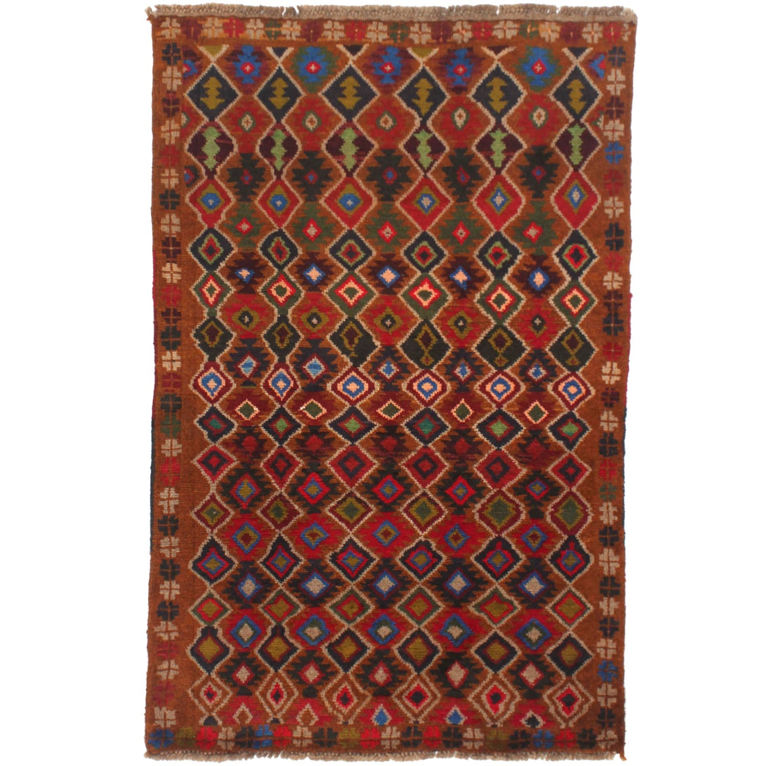 3' X 5'  Gold Handmade Kohistani Baluchi Afghan Rug Rectangular