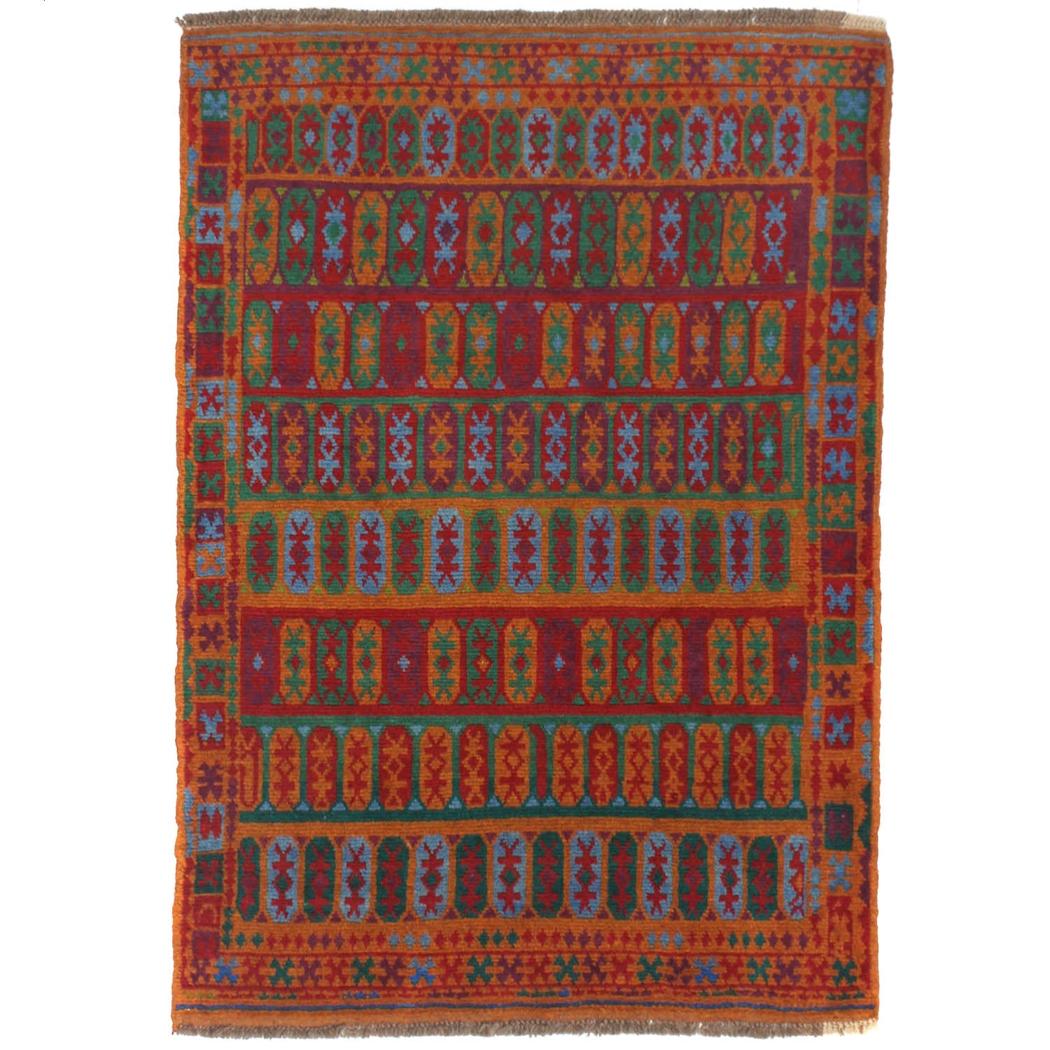3' X 5'  Gold Handmade Kohistani Baluchi Afghan Rug Rectangular