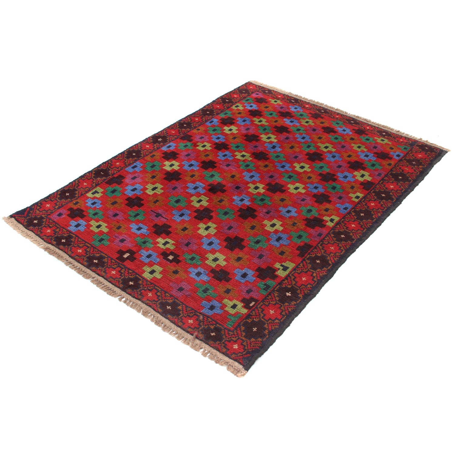 3' x 5'  Red Handmade Kohistani Baluchi Afghan Rug Rectangular