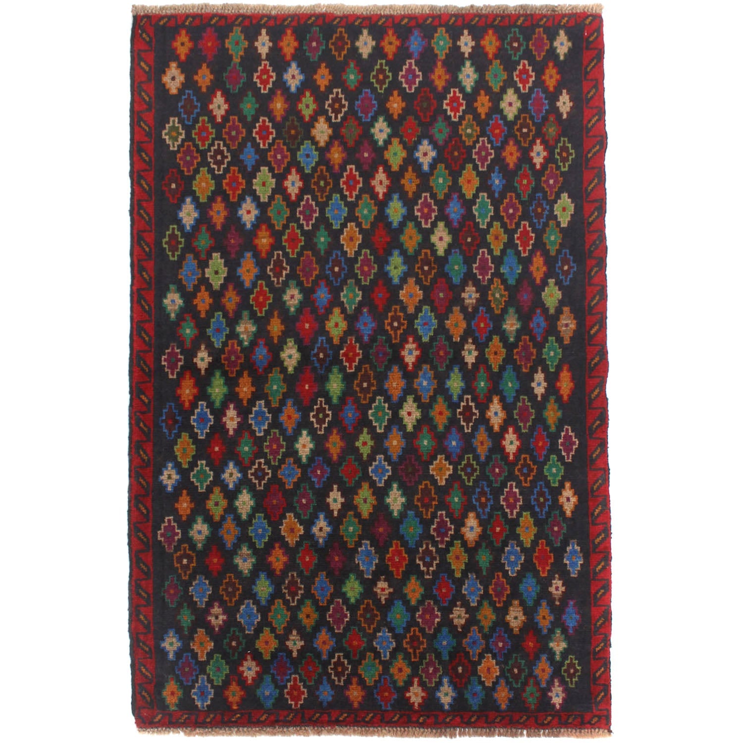 3' X 5'  Blue Handmade Kohistani Baluchi Afghan Rug Rectangular