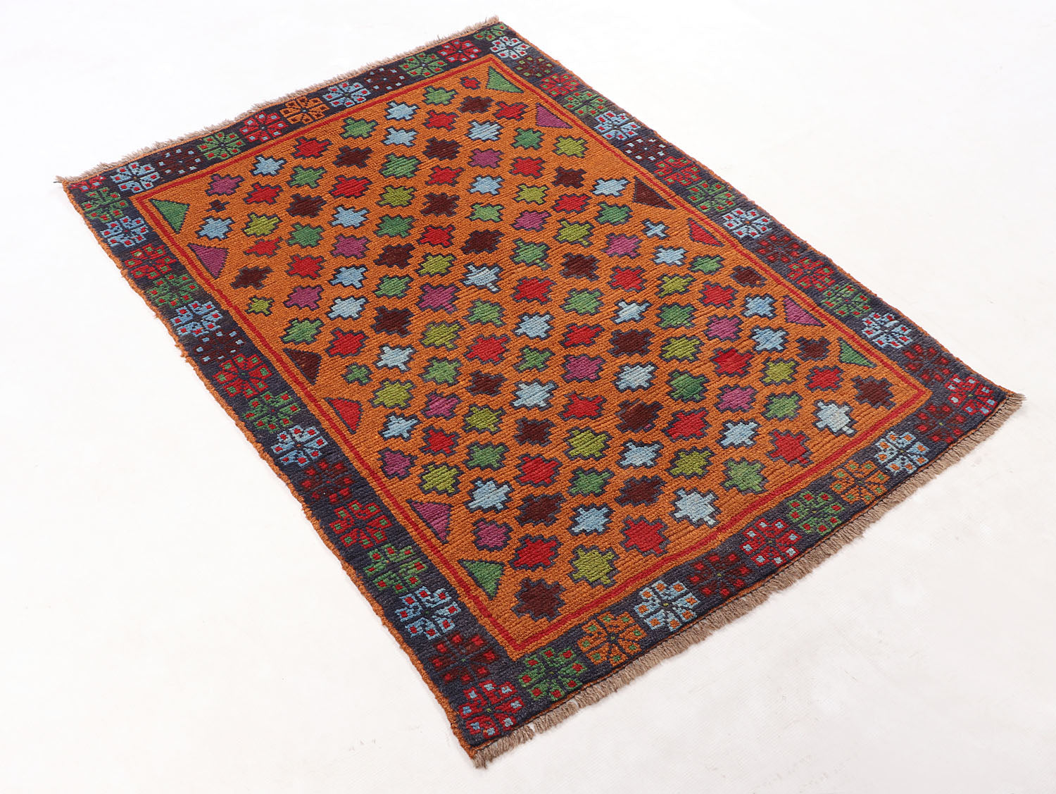 3' x 5'  Gold Handmade Kohistani Baluchi Afghan Rug Rectangular