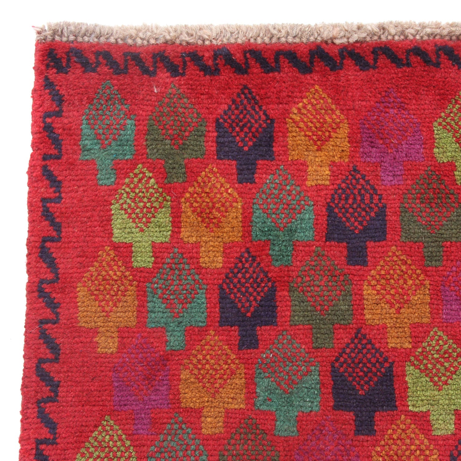 3' X 5'  Red Handmade Kohistani Baluchi Afghan Rug Rectangular