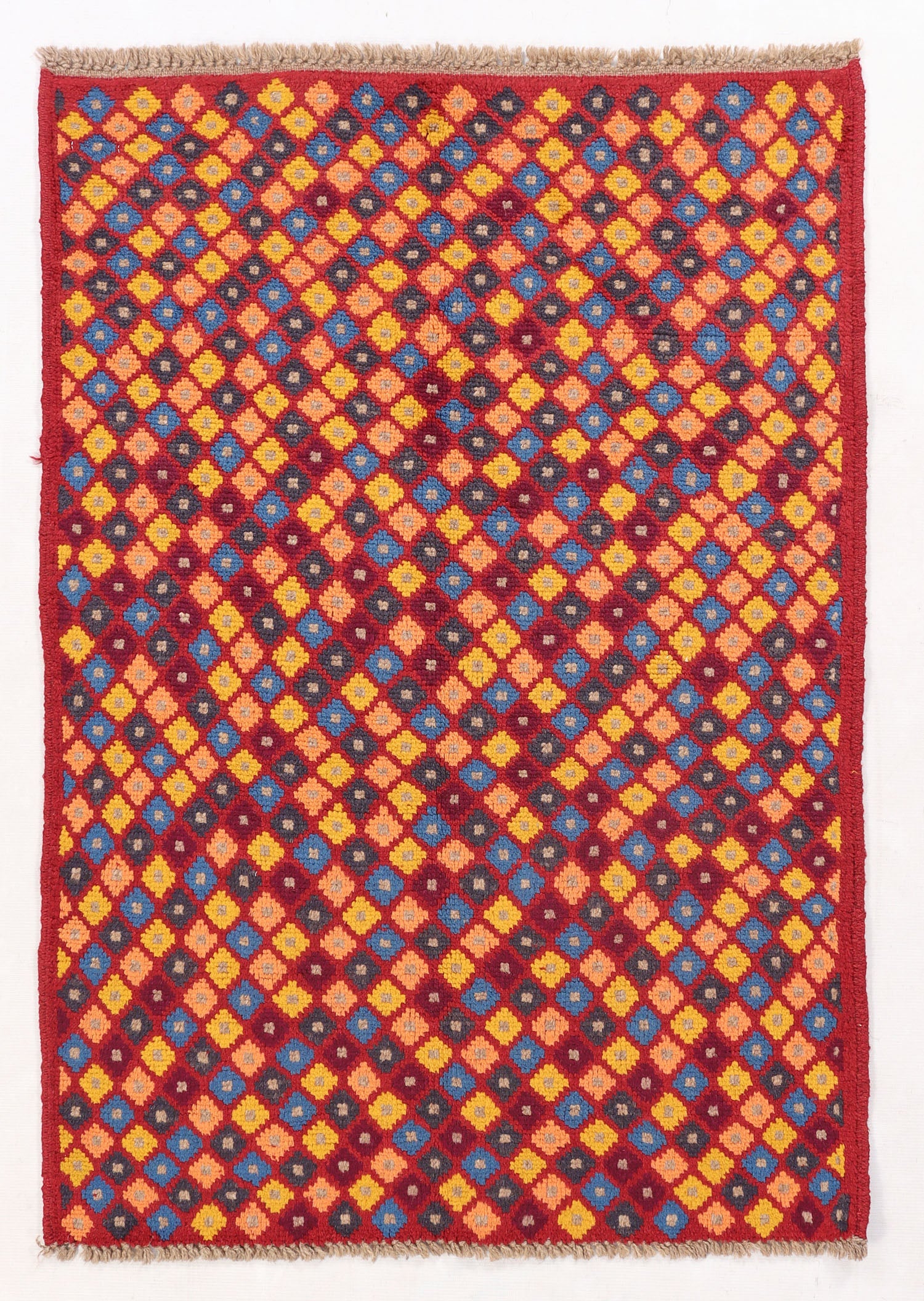 3' X 4'  Red Handmade Kohistani Baluchi Afghan Rug Rectangular
