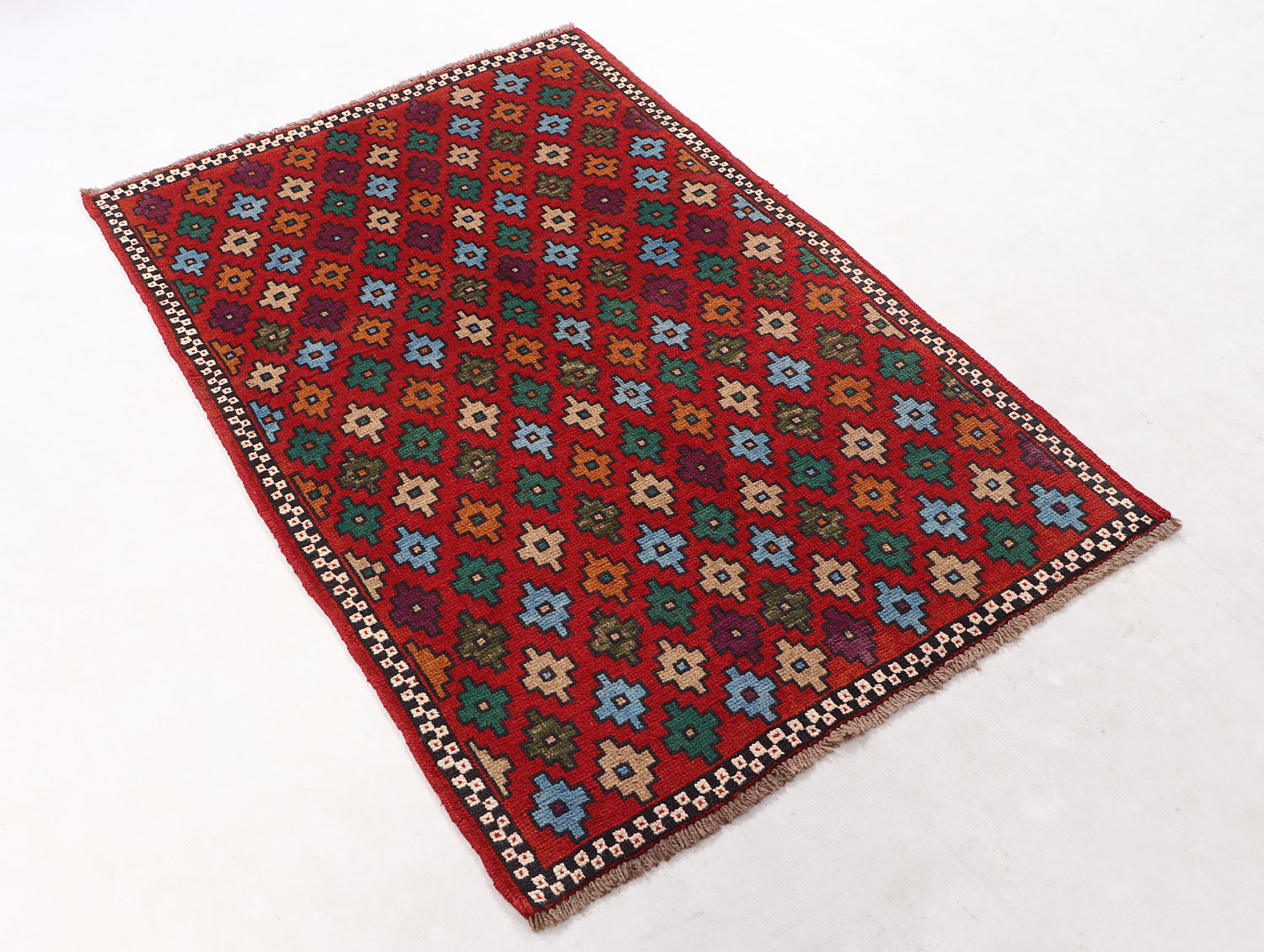 3' X 5'  Red Handmade Kohistani Baluchi Afghan Rug Rectangular