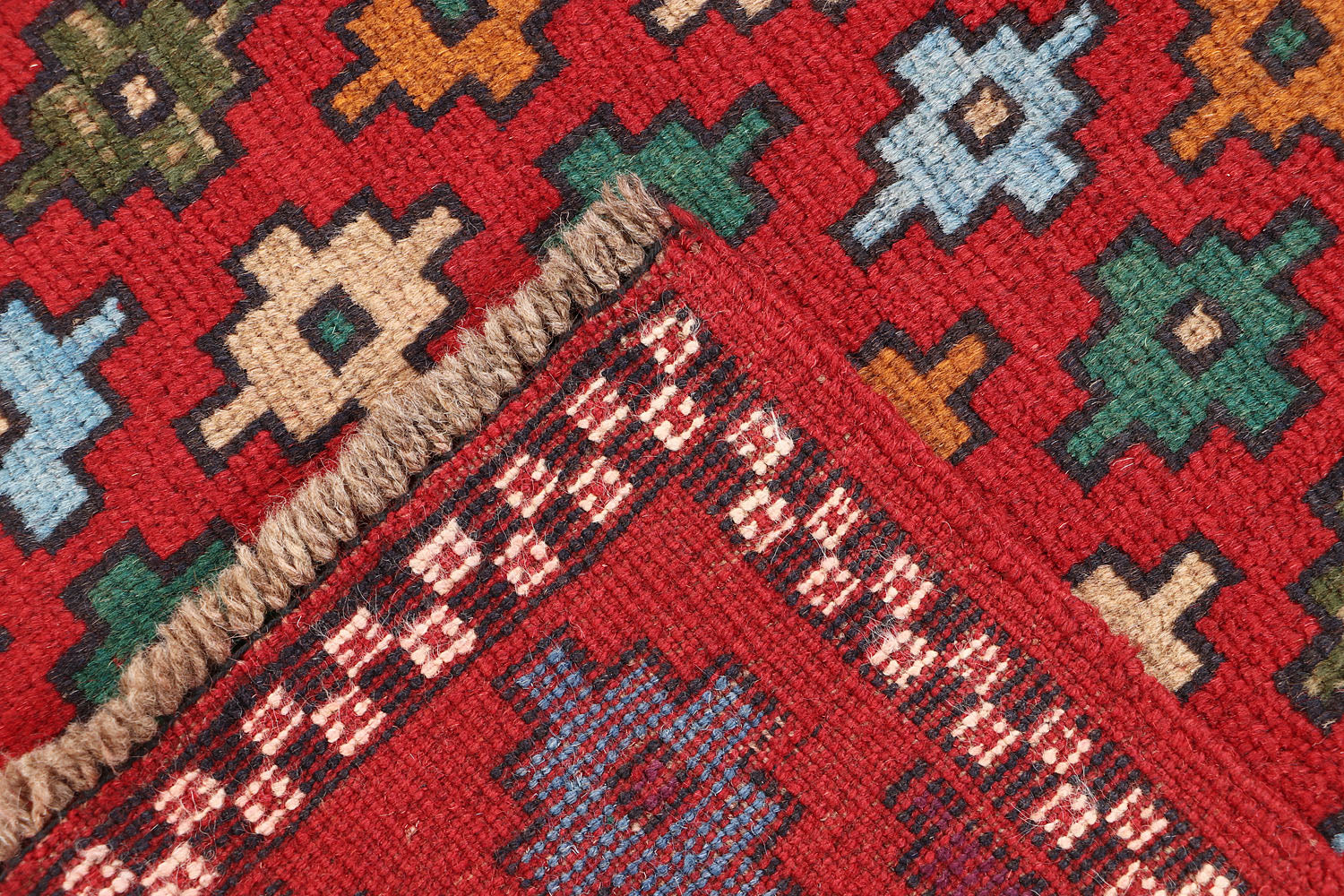 3' X 5'  Red Handmade Kohistani Baluchi Afghan Rug Rectangular