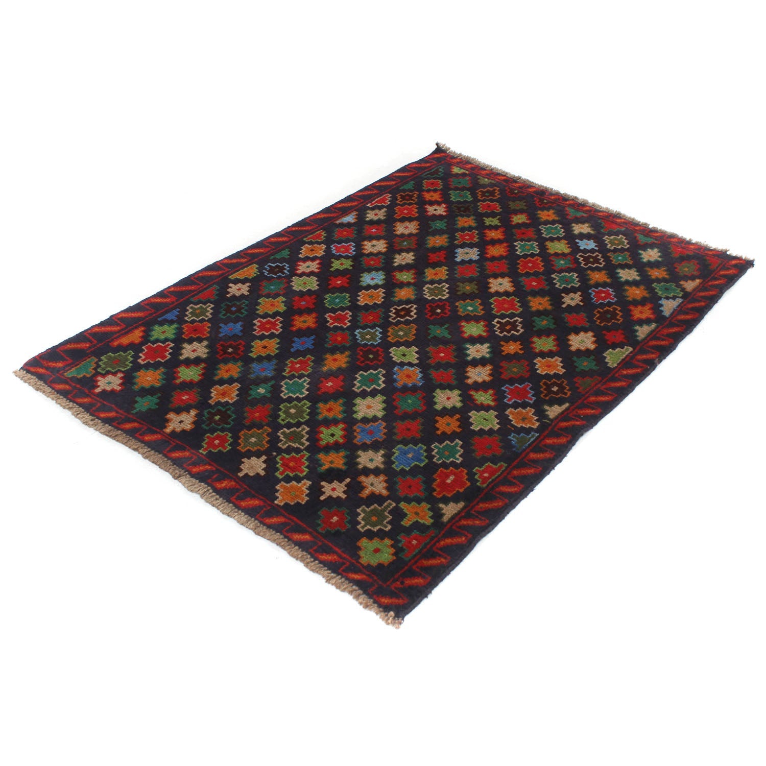 3' X 5'  Blue Handmade Kohistani Baluchi Afghan Rug Rectangular
