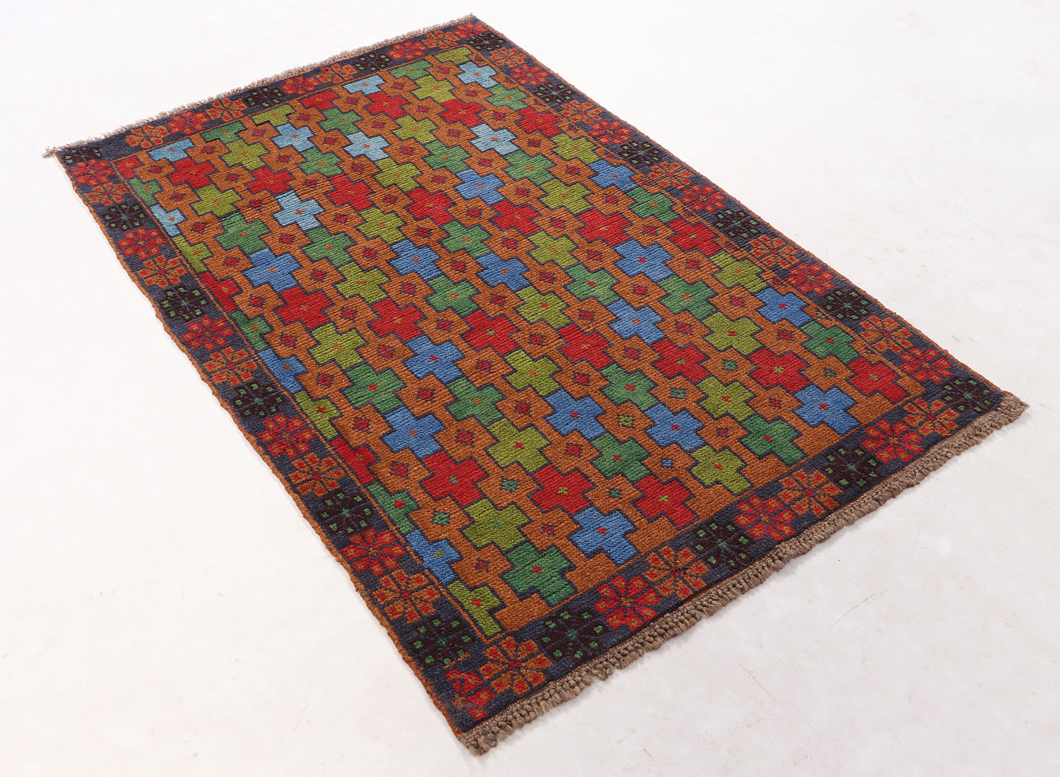 3' X 5'  Gold Handmade Kohistani Baluchi Afghan Rug Rectangular