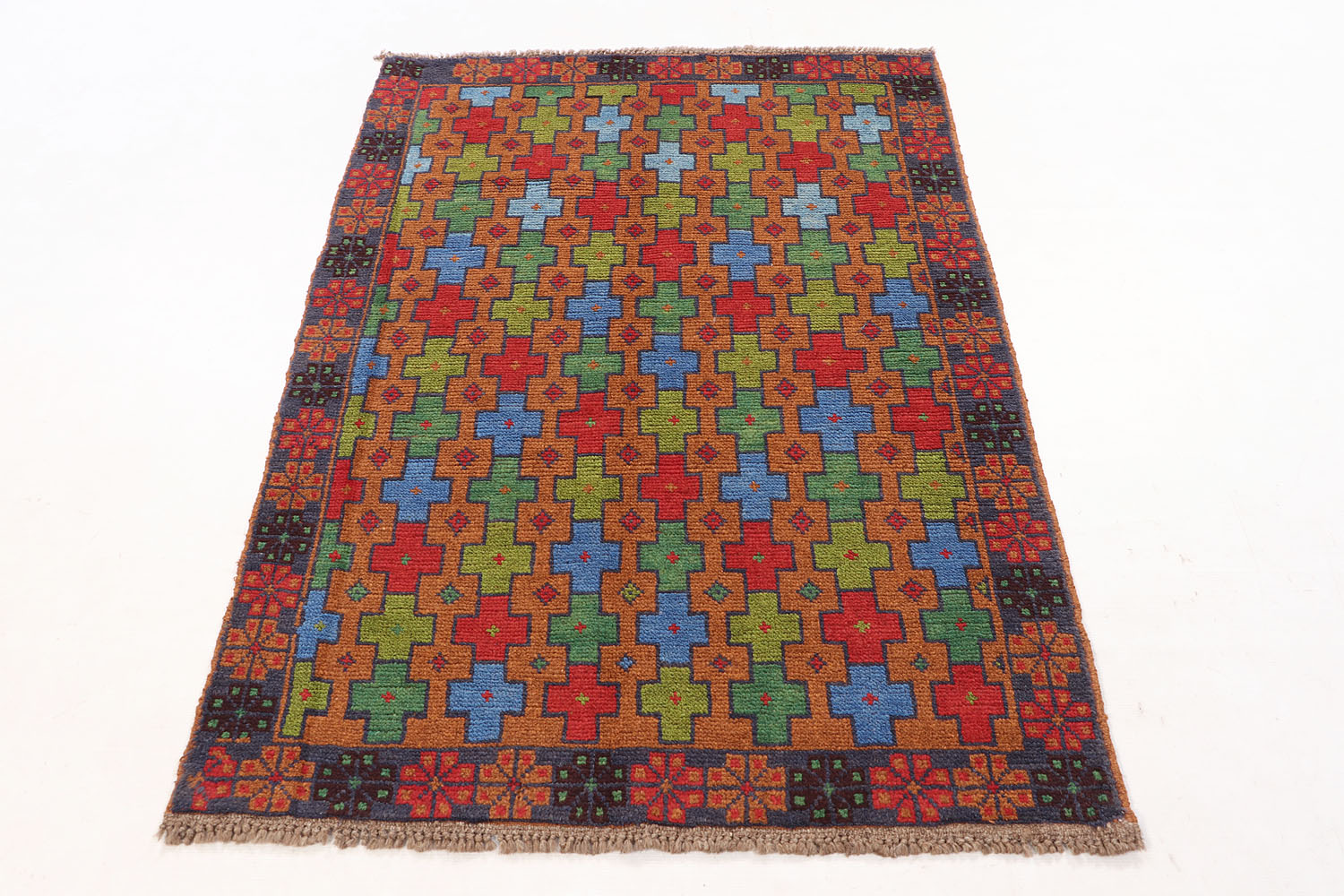 3' X 5'  Gold Handmade Kohistani Baluchi Afghan Rug Rectangular